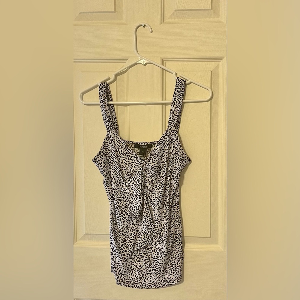 White House Black Market Fitted Bustier Tank Top Black and White